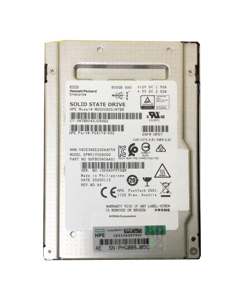 Kioxia PM5-V 800GB Mix Use TLC SAS 12Gbps 2.5inch SSD