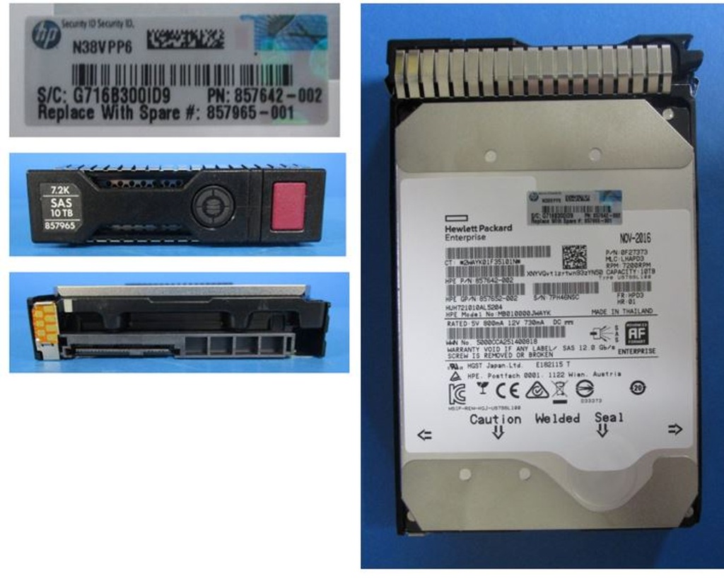 HDD10TB 7200RPM 3.5in DS SAS-12G SC Midline G9 G10