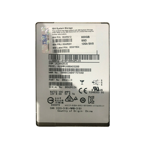 [00AR412] HDD 800GB 2.5" SAS SDD for v7000 V2