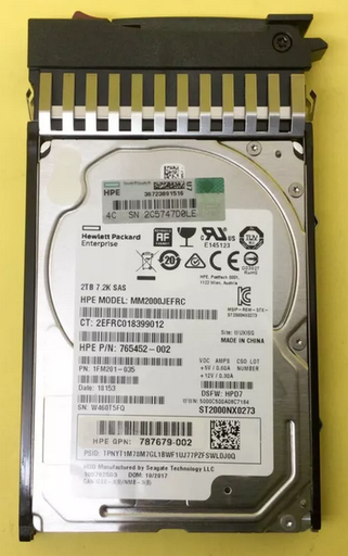 [787653-001] 2TB MSA Dual-Port SAS Hard drive - 12 Gb/s interface, 7,200 RPM, 2.5-inch SFF, 512e format