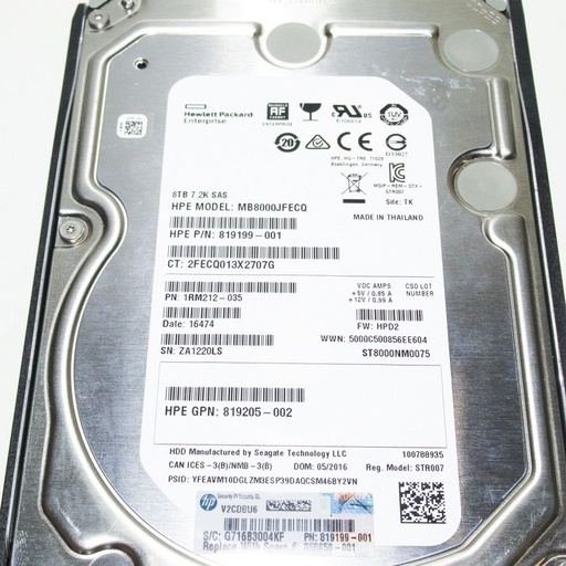 [820032-001] HP G8-G10 8-TB 12G 7.2K 3.5 SAS