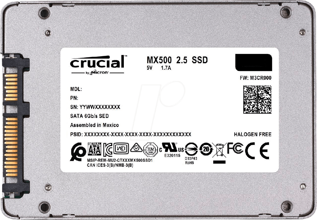 CT2000MX500SSD1 Crucial MX500 2TB 3D NAND SATA 6Gbps 2.5" SSD.