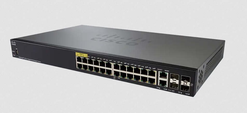 Cisco SG350-28P Switch - L3 - managed - 24 x 10/100/1000 PoE+ + 2 x SFP 