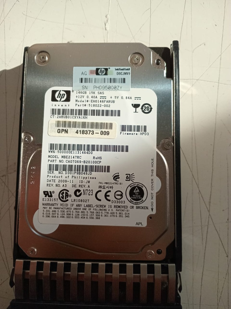146GB 6G SAS 15K rpm SFF 2.5" DP