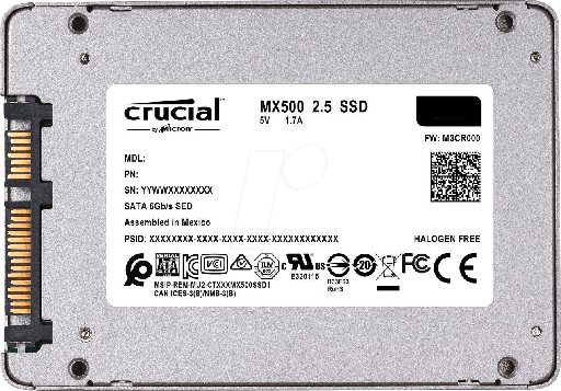 [CT2000MX500SSD1] CT2000MX500SSD1 Crucial MX500 2TB 3D NAND SATA 6Gbps 2.5" SSD.