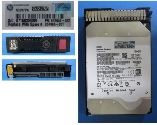 [857965-001] HDD10TB 7200RPM 3.5in DS SAS-12G SC Midline G9 G10