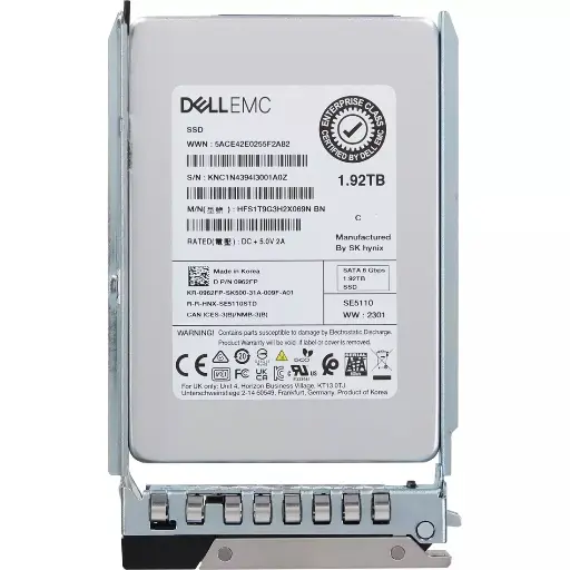 [0962FP] 1.92TB SSD SATA Read Intensive 6Gbps 512e 2.5in Hot-plug AG Drive, 1 DWPD, 